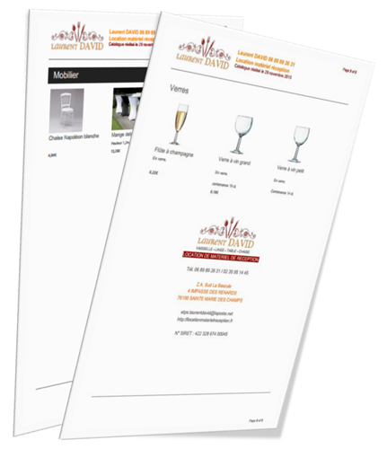 Catalogue location de matériel de réception.